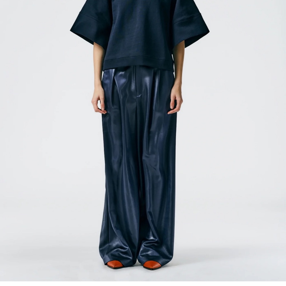 Tibi Celia Drape Stella Pant-Navy - Picture 2 of 4
